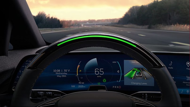 Close-up Driver Seat View of the Super Cruise Award-winning Techology Displayed on the Dashboard